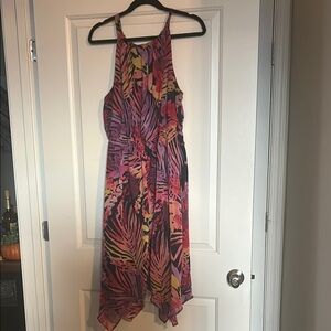 Tropical Print Sleeveless Dress